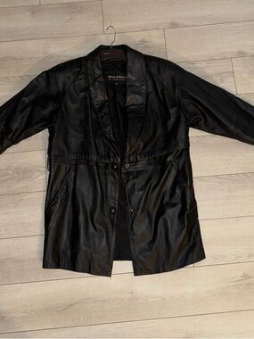Wilsons Leather Black Faux Leather Button-Front Jacket